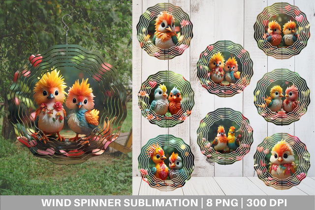 Wind Spinner Valentine Bird Paradise Sublimation artnoy 