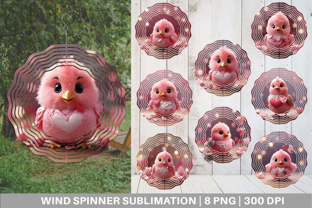 Wind Spinner Valentine Bird Pink Sublimation artnoy 