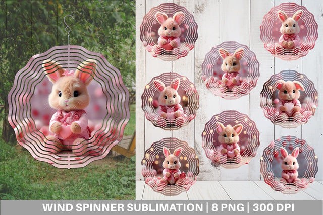 Wind Spinner Valentine Bunny Sublimation artnoy 