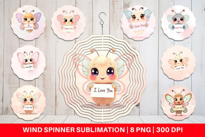 Wind Spinner Valentine Butterfly Cartoon Sublimation artnoy 