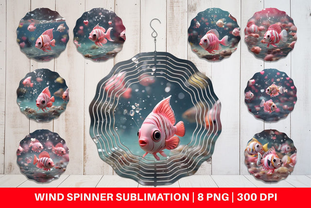 Wind Spinner Valentine Butterflyfish Sublimation artnoy 