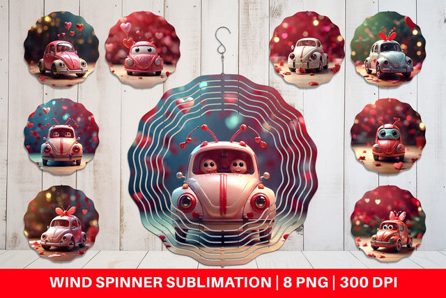 Wind Spinner Valentine Car Bug Sublimation artnoy 