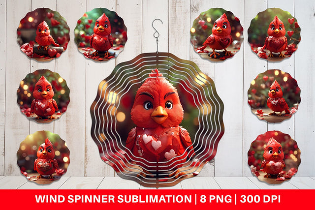 Wind Spinner Valentine Cardinal Bird Sublimation artnoy 