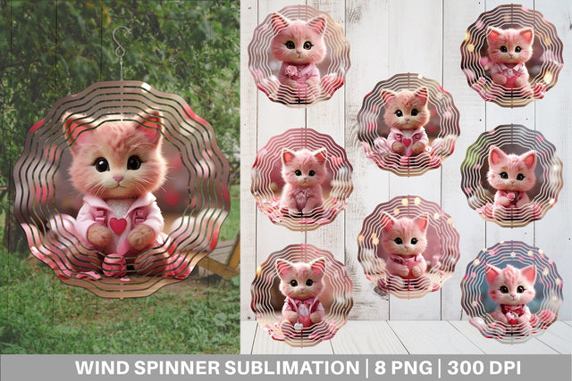 Wind Spinner Valentine Cat Sublimation artnoy 