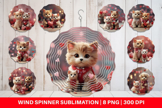 Wind Spinner Valentine Cat Sublimation artnoy 