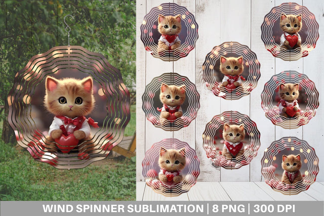 Wind Spinner Valentine Cat Sublimation artnoy 