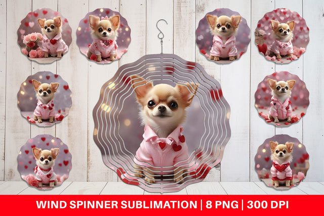 Wind Spinner Valentine Chihuahua Dog Sublimation artnoy 