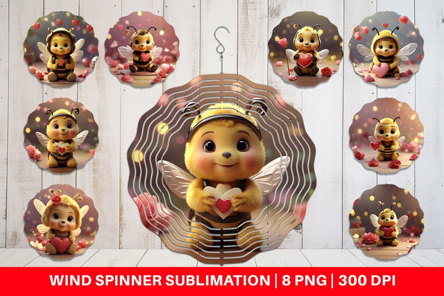 Wind Spinner Valentine Cute Bee Sublimation artnoy 