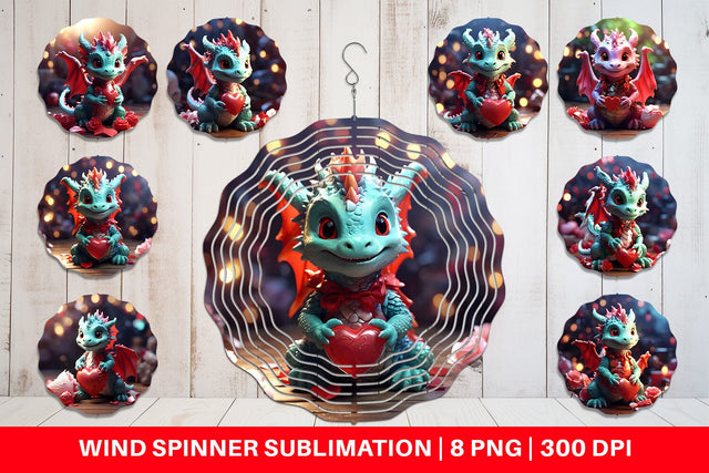 Wind Spinner Valentine Cute Dragon Sublimation artnoy 