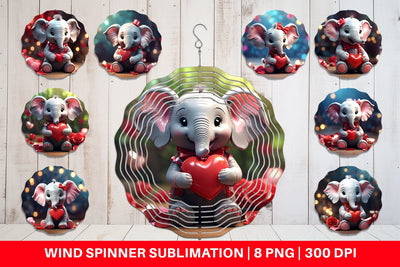 Wind Spinner Valentine Cute Elephant Sublimation artnoy 