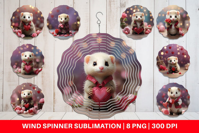 Wind Spinner Valentine Cute Ferret Sublimation artnoy 