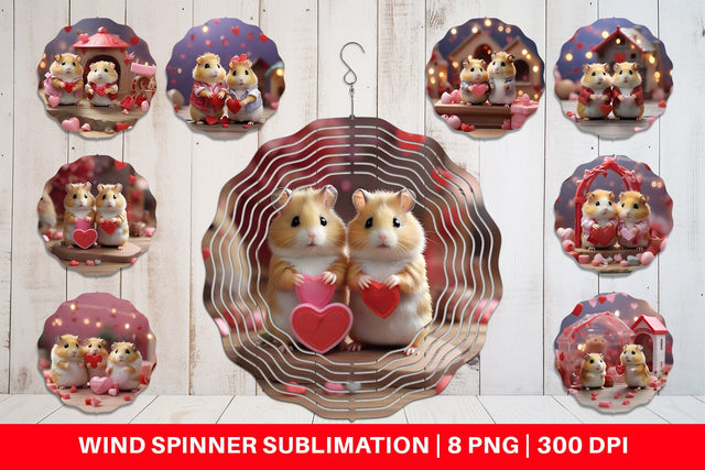 Wind Spinner Valentine Cute Hamsters Sublimation artnoy 