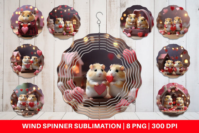 Wind Spinner Valentine Cute Hamsters Sublimation artnoy 