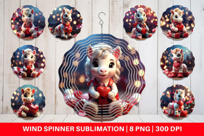 Wind Spinner Valentine Cute Horse Sublimation artnoy 