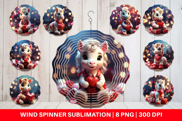 Wind Spinner Valentine Cute Horse Sublimation artnoy 