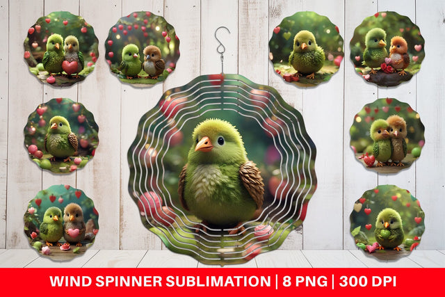 Wind Spinner Valentine Cute Kiwi Bird Sublimation artnoy 
