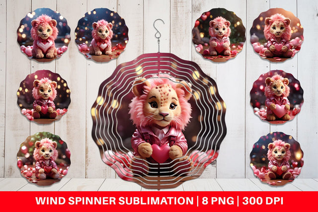 Wind Spinner Valentine Cute Lion Sublimation artnoy 