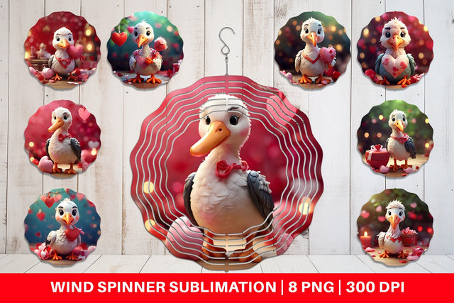 Wind Spinner Valentine Cute Stork Bird Sublimation artnoy 