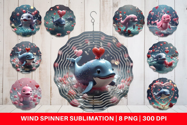 Wind Spinner Valentine Cute Whale Sublimation artnoy 
