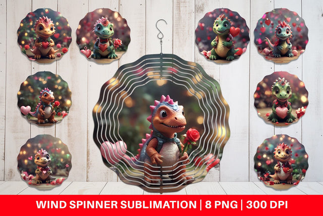 Wind Spinner Valentine Dinosaur Sublimation artnoy 