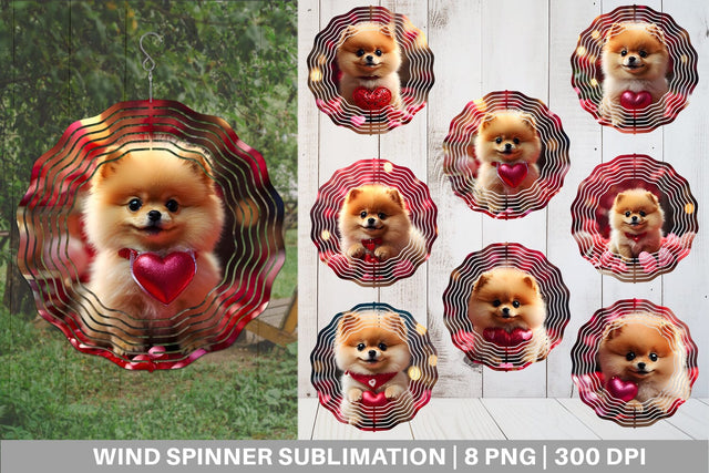 Wind Spinner Valentine Dog Pomeranian Sublimation artnoy 