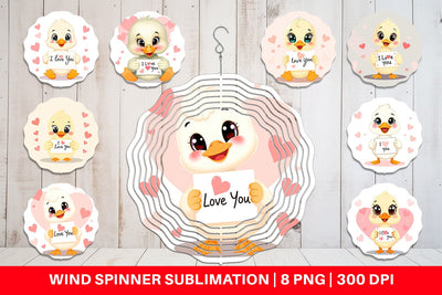 Wind Spinner Valentine Duck Cartoon Sublimation artnoy 