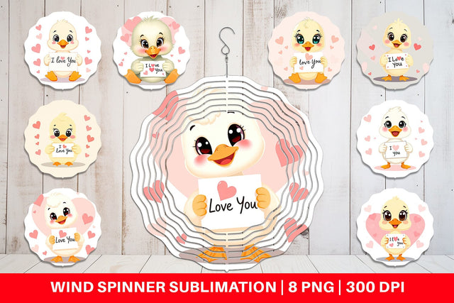 Wind Spinner Valentine Duck Cartoon Sublimation artnoy 