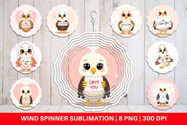 Wind Spinner Valentine Eagle Cartoon Sublimation artnoy 