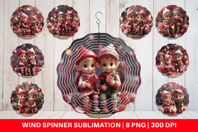 Wind Spinner Valentine Elves Sublimation artnoy 