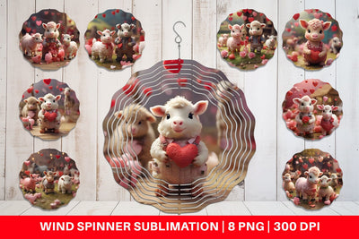 Wind Spinner Valentine Farm Animals Sublimation artnoy 