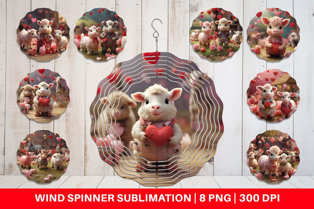 Wind Spinner Valentine Farm Animals Sublimation artnoy 