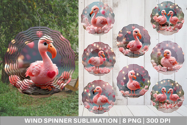 Wind Spinner Valentine Flamingo Bird Sublimation artnoy 