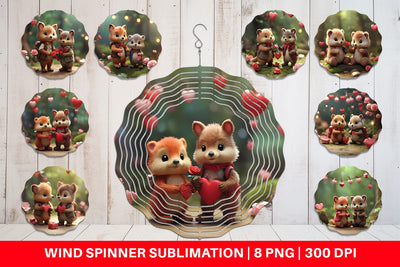 Wind Spinner Valentine Forest Animal Sublimation artnoy 
