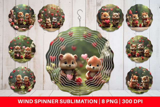 Wind Spinner Valentine Forest Animal Sublimation artnoy 