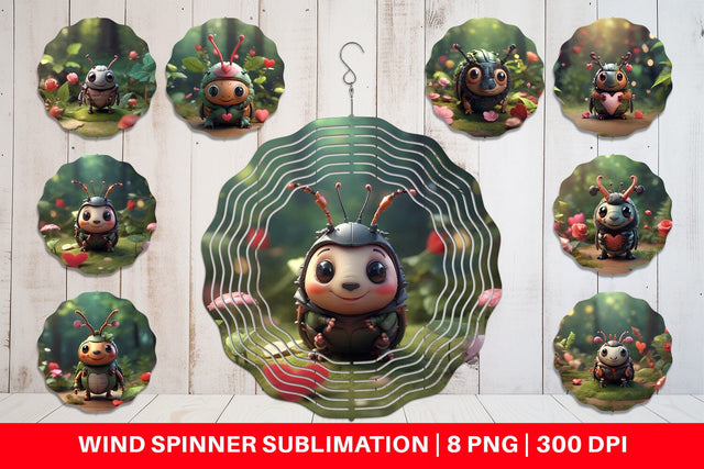 Wind Spinner Valentine Forest Beetle Sublimation artnoy 