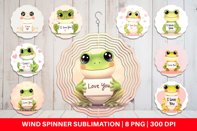 Wind Spinner Valentine Frog Cartoon Sublimation artnoy 
