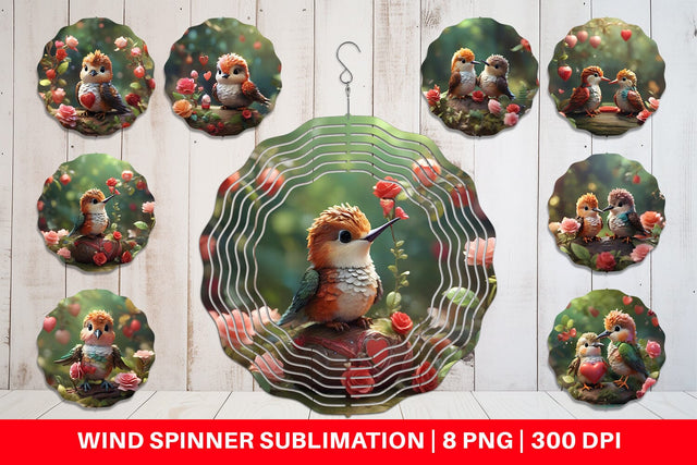 Wind Spinner Valentine Hummingbird Sublimation artnoy 
