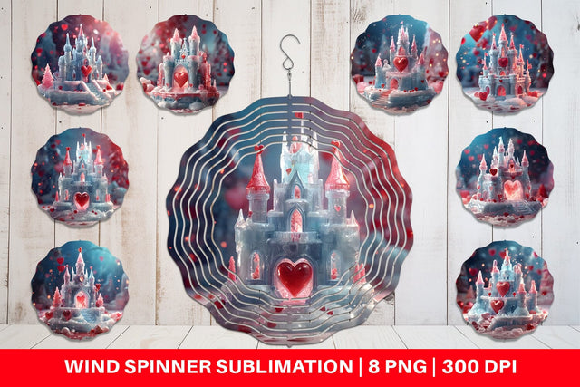 Wind Spinner Valentine Ice Castle Sublimation artnoy 