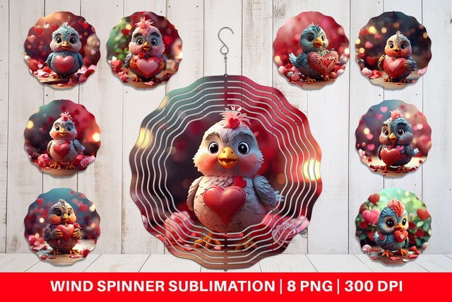 Wind Spinner Valentine Kalavinka Bird Sublimation artnoy 