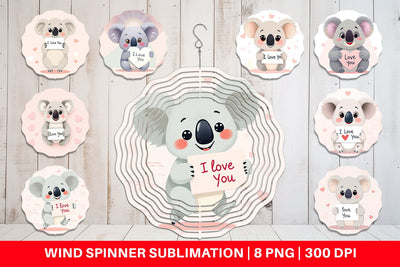 Wind Spinner Valentine Koala Cartoon Sublimation artnoy 