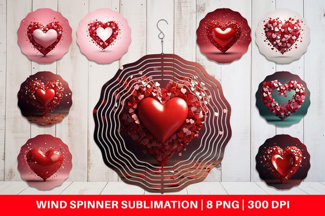 Wind Spinner Valentine Love Heart Sublimation artnoy 
