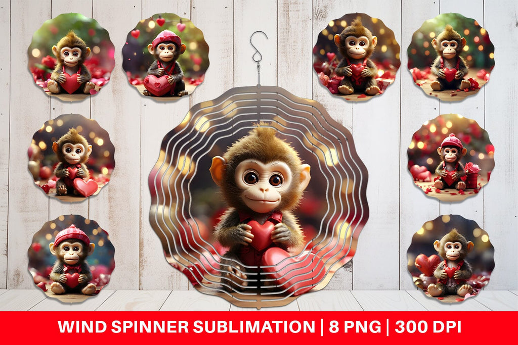 Wind Spinner Valentine Monkey - So Fontsy