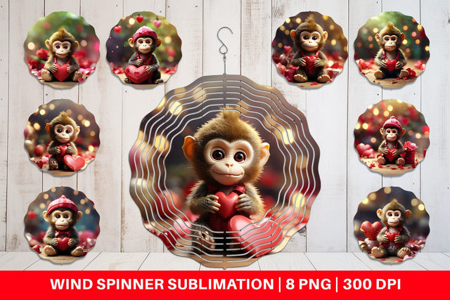Wind Spinner Valentine Monkey Sublimation artnoy 