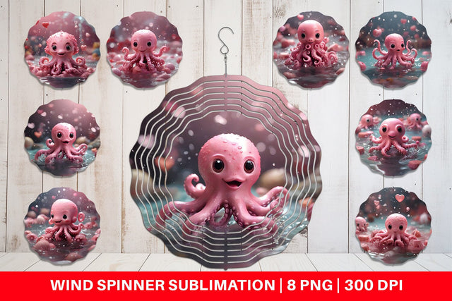 Wind Spinner Valentine Octopus Sublimation artnoy 