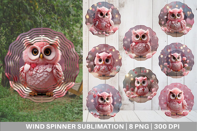 Wind Spinner Valentine Owl Sublimation artnoy 
