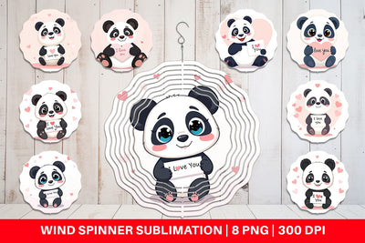 Wind Spinner Valentine Panda Cartoon Sublimation artnoy 