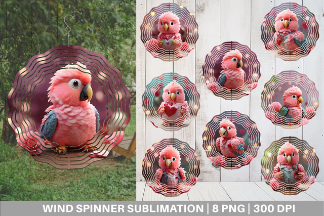 Wind Spinner Valentine Parrot Sublimation artnoy 