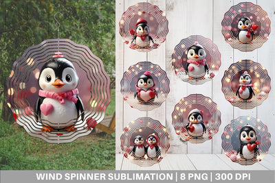 Wind Spinner Valentine Penguin Sublimation artnoy 
