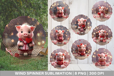 Wind Spinner Valentine Pig Sublimation artnoy 