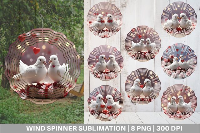 Wind Spinner Valentine Pigeons Sublimation artnoy 